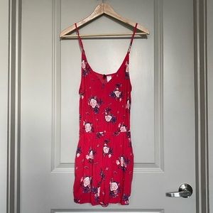 H&M Red, White, & Blue Floral Romper w/ Pockets | Adjustable Spaghetti Strap, 12
